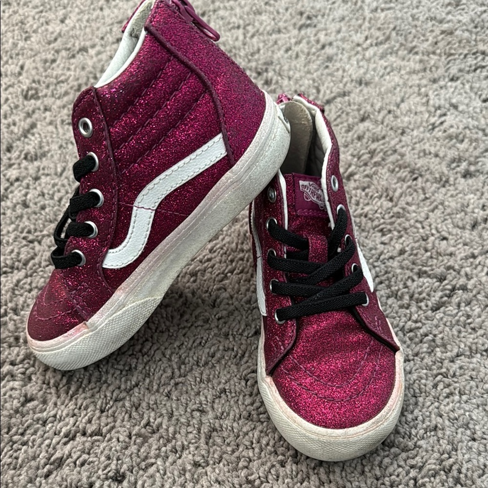 Vans Fuschia Glitter High-Top Sneakers (Toddler)